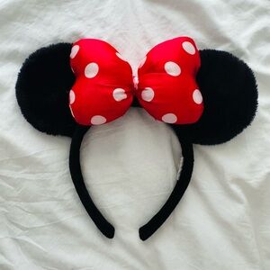 Red Polka Dot Bow Headband with Black Ears